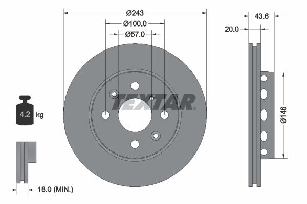 TEXTAR Тормозной диск 92078500