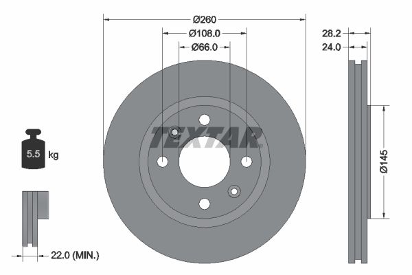 TEXTAR Bremžu diski 92078603