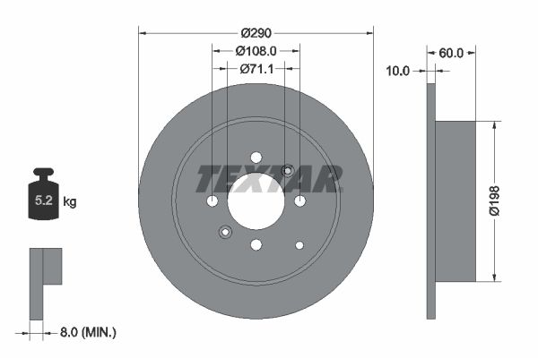 TEXTAR Bremžu diski 92080703