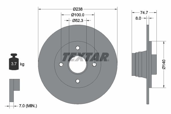 TEXTAR Bremžu diski 92081200