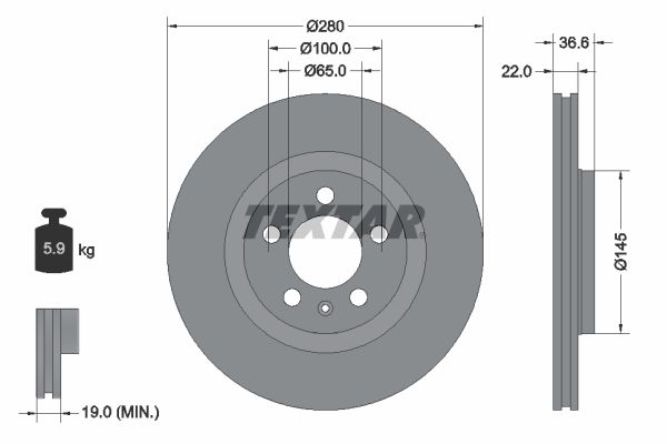 TEXTAR Bremžu diski 92082303