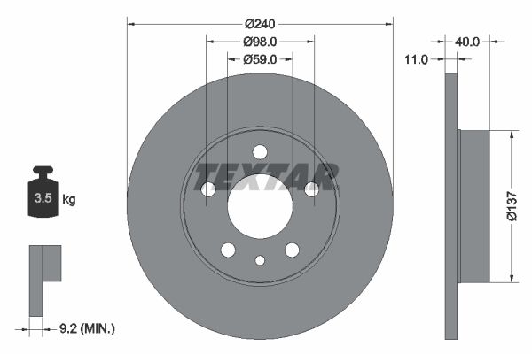 TEXTAR Тормозной диск 92083303