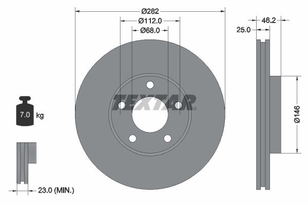 TEXTAR Тормозной диск 92083603