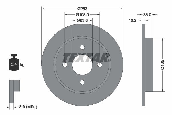 TEXTAR Тормозной диск 92088403