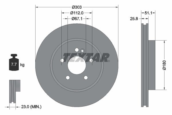 TEXTAR Тормозной диск 92089905