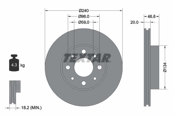 TEXTAR Bremžu diski 92090300