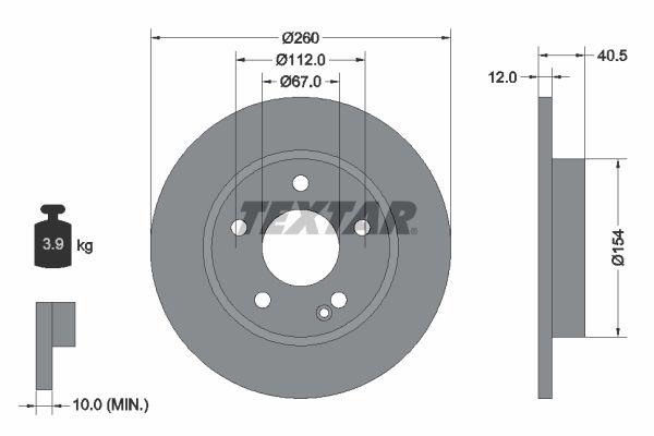 TEXTAR Тормозной диск 92091203