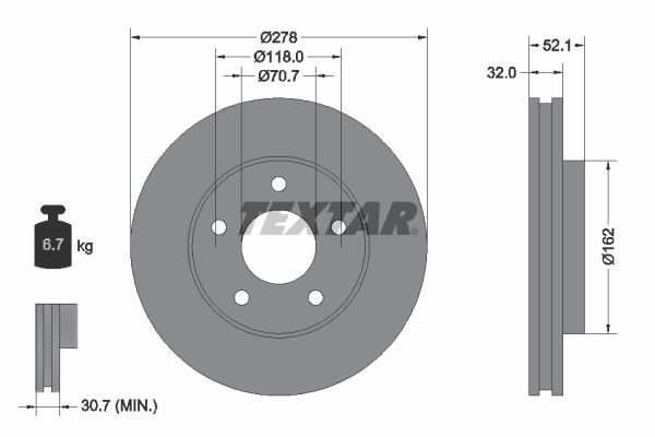 TEXTAR Тормозной диск 92091500