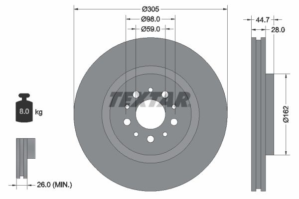 TEXTAR Тормозной диск 92092700