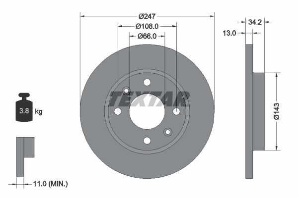 TEXTAR Тормозной диск 92092800