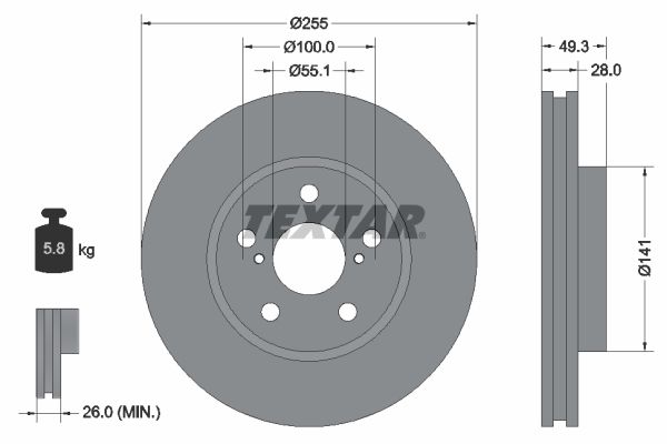 TEXTAR Тормозной диск 92094300