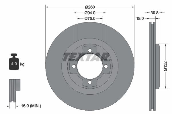 TEXTAR Тормозной диск 92095600