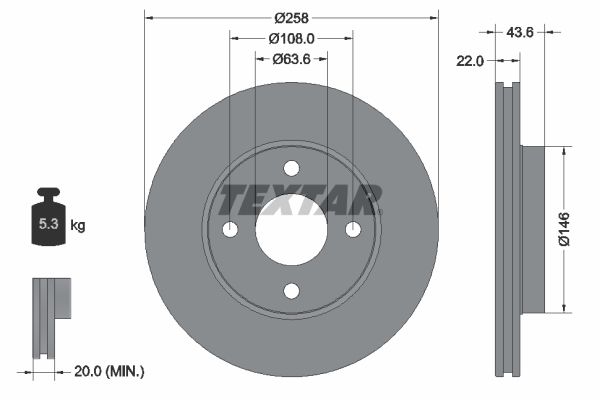 TEXTAR Bremžu diski 92096203