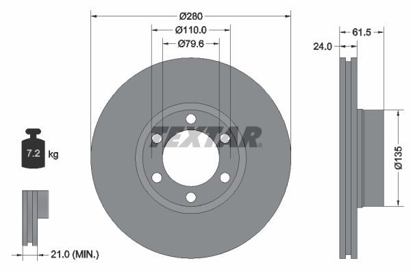 TEXTAR Bremžu diski 92097700