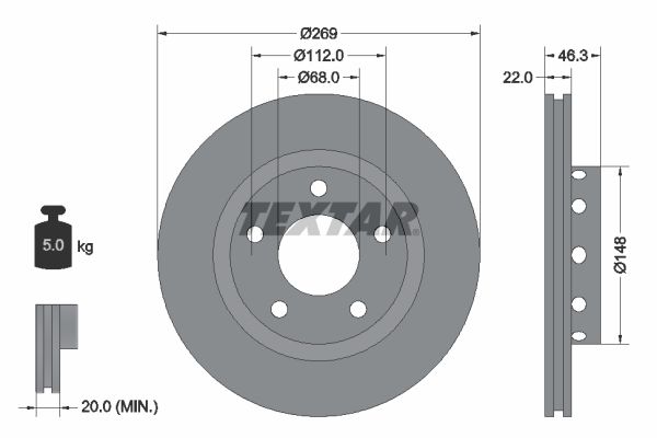 TEXTAR Тормозной диск 92098400