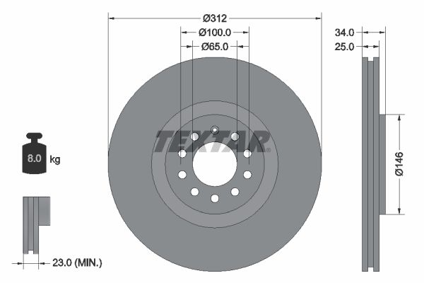 TEXTAR Bremžu diski 92098500