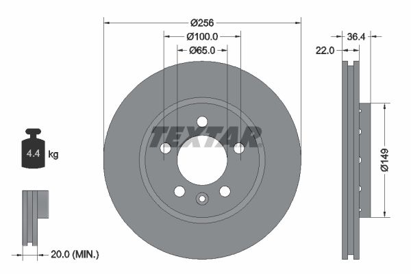 TEXTAR Bremžu diski 92098603