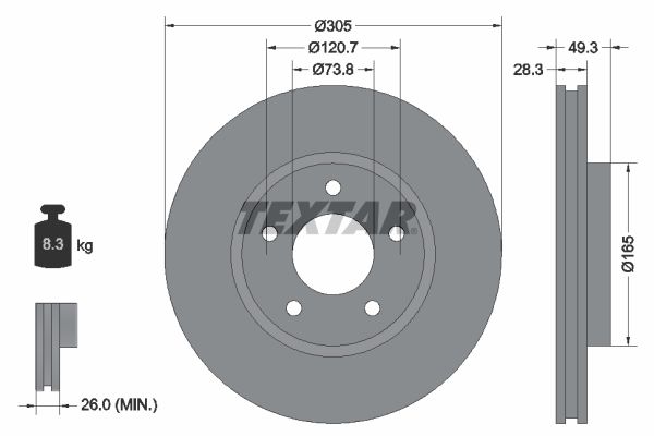 TEXTAR Bremžu diski 92098900