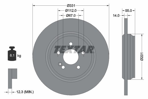 TEXTAR Тормозной диск 92103303