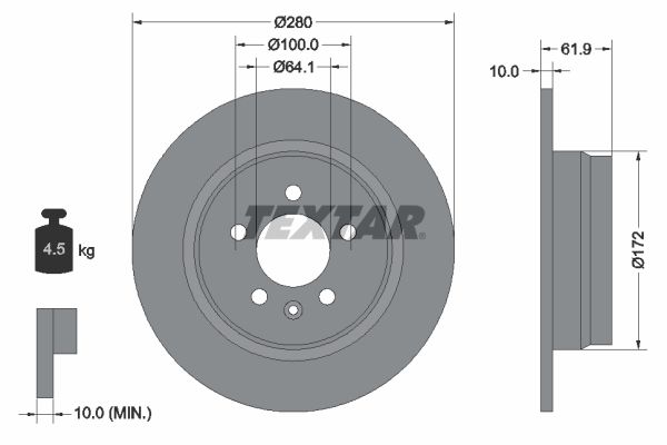 TEXTAR Тормозной диск 92103500