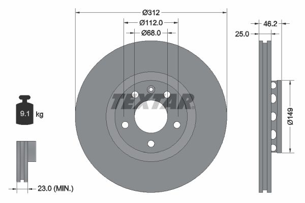 TEXTAR Тормозной диск 92106100