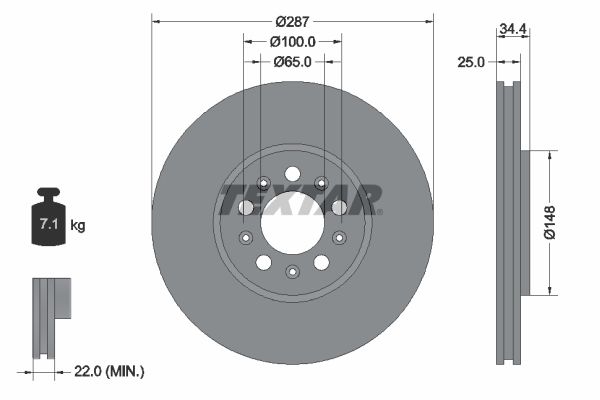 TEXTAR Тормозной диск 92106603