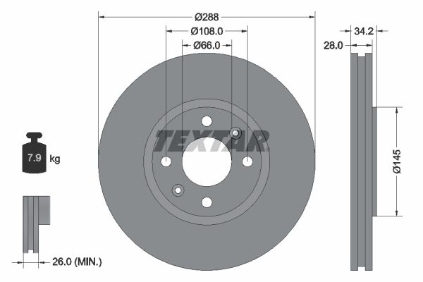 TEXTAR Bremžu diski 92107800