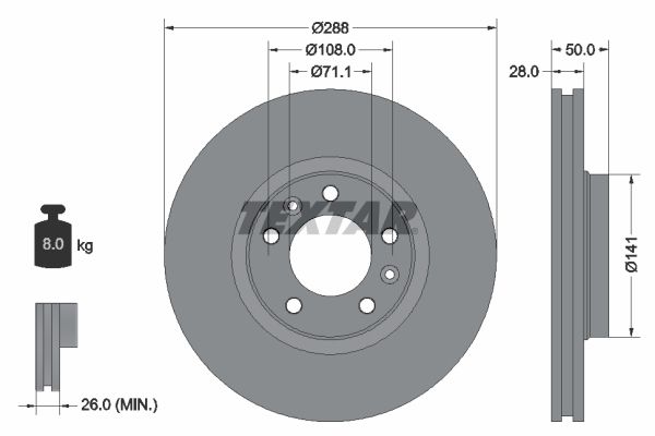 TEXTAR Тормозной диск 92108000