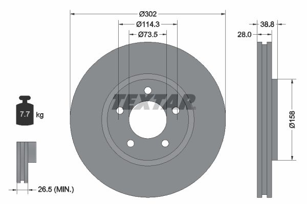 TEXTAR Тормозной диск 92108200