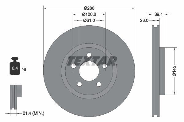 TEXTAR Тормозной диск 92108503