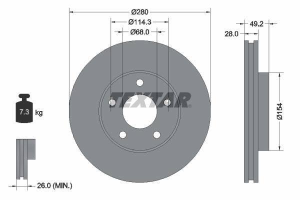 TEXTAR Тормозной диск 92109400