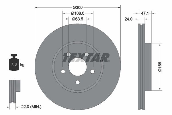 TEXTAR Тормозной диск 92109603
