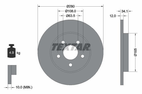 TEXTAR Тормозной диск 92109700