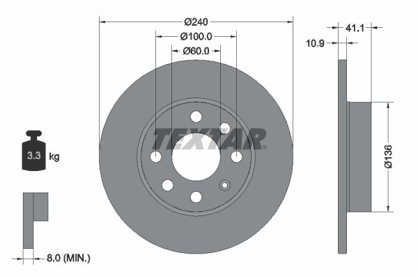TEXTAR Тормозной диск 92111303