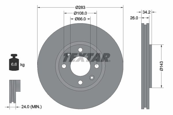 TEXTAR Тормозной диск 92111600