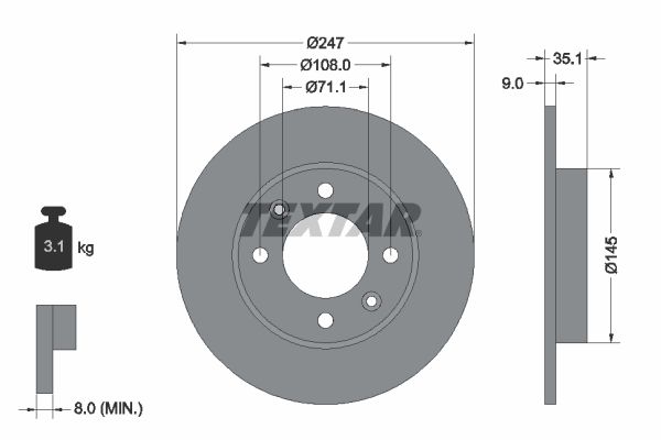 TEXTAR Тормозной диск 92111700