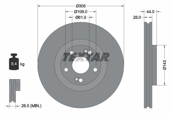 TEXTAR Тормозной диск 92112300
