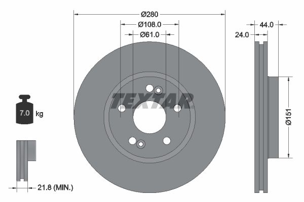 TEXTAR Тормозной диск 92113800