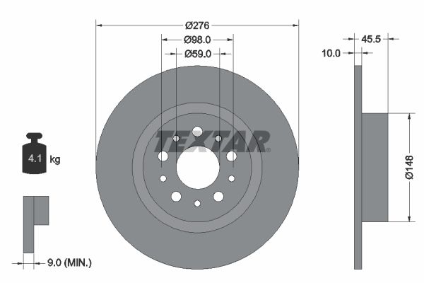 TEXTAR Тормозной диск 92114700