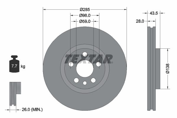 TEXTAR Тормозной диск 92115003