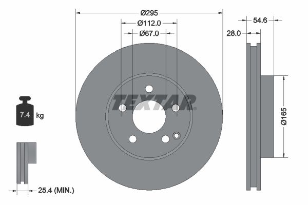 TEXTAR Тормозной диск 92115105