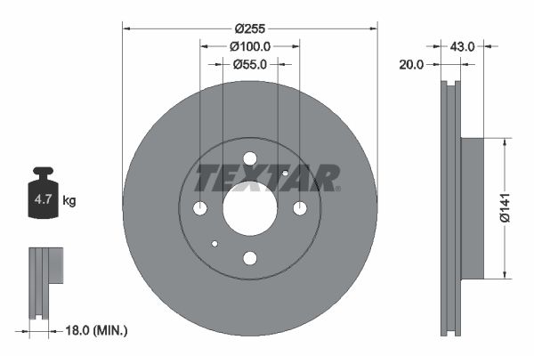 TEXTAR Тормозной диск 92115603