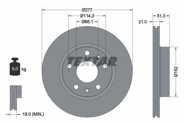 TEXTAR Тормозной диск 92115700
