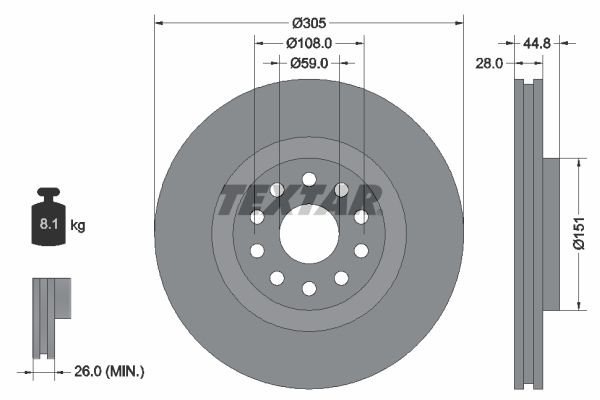 TEXTAR Bremžu diski 92115800