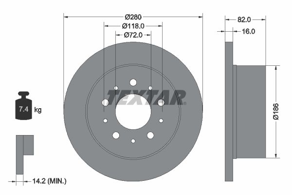 TEXTAR Тормозной диск 92116103