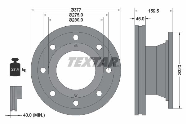 TEXTAR Тормозной диск 92116300