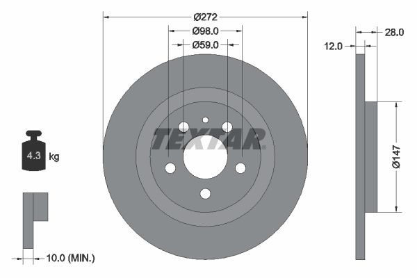 TEXTAR Тормозной диск 92118203