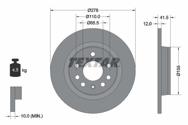 TEXTAR Тормозной диск 92118503