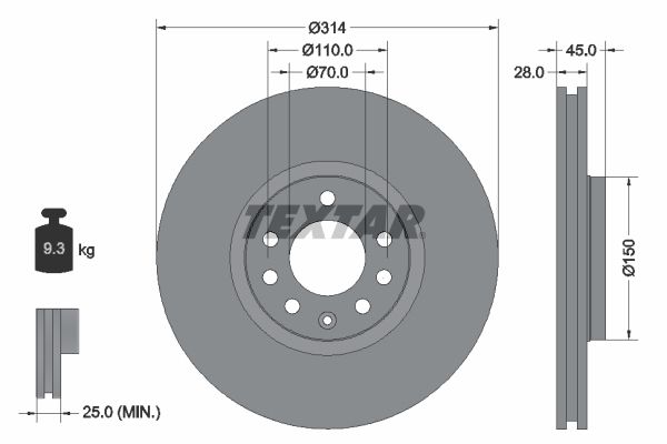 TEXTAR Bremžu diski 92118803