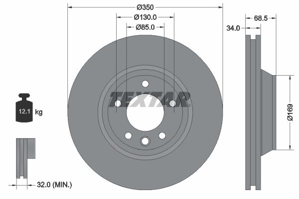 TEXTAR Тормозной диск 92121700